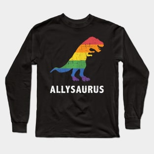 Allysaurus dinosaur in flag for ally LGBT pride Long Sleeve T-Shirt